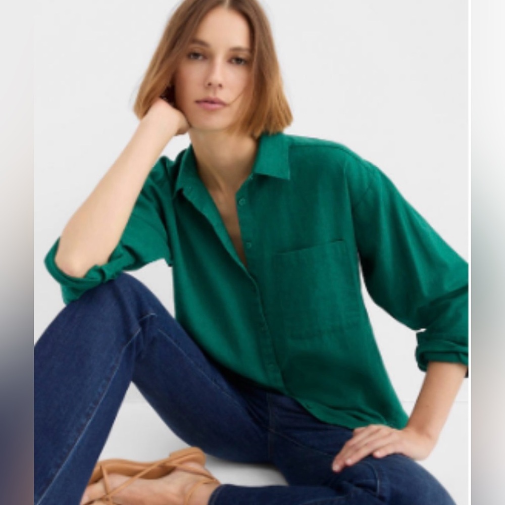 NWOT Loft Linen Cotton Blend Oversized Button Down